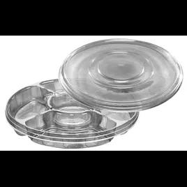 Deli Container Base & Lid Combo With Flat Lid 13.25 IN 5 Compartment PET Clear Round 50/Case