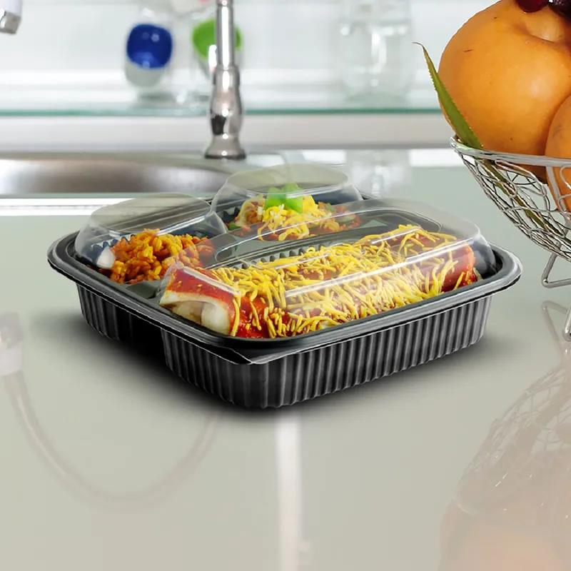 Culinary Squares® Lid Dome 1 Compartment PP Clear Square For Container Unhinged Anti-Fog 300/Case