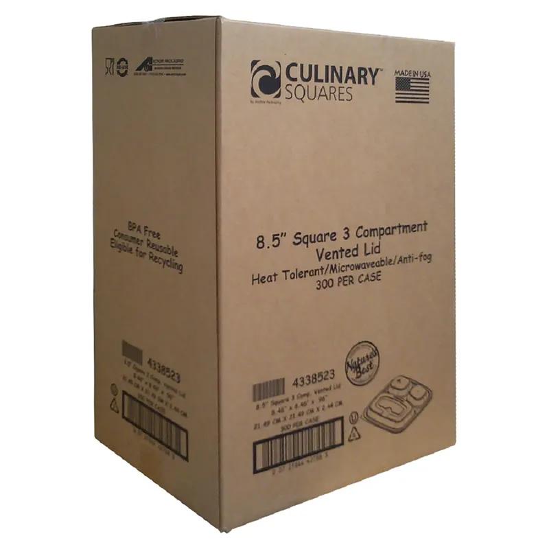 Culinary Squares® Lid Dome 1 Compartment PP Clear Square For Container Unhinged Anti-Fog 300/Case