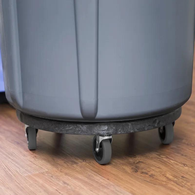 Brute® Receptacle Dolly 18.03X18.03X6.3 IN Black Resin Swivel Food Safe 1/Each