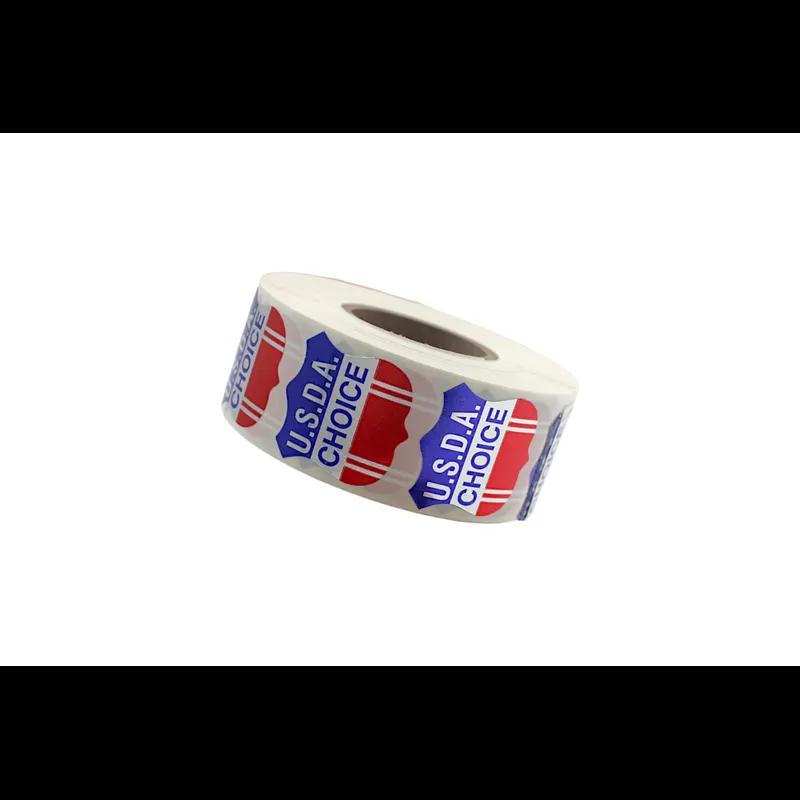 USDA Choice Meat Label 1.3X1.3 IN Red Blue Silver Shield Foil 1000 Count/Roll 25 Rolls/Case 25000 Count/Case