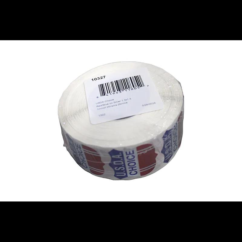 USDA Choice Meat Label 1.3X1.3 IN Red Blue Silver Shield Foil 1000 Count/Roll 25 Rolls/Case 25000 Count/Case