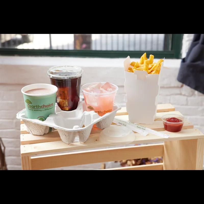 Cup Carrier 2.4X8.6X8.6 IN 4 Compartment Molded Fiber Natural For 8-30 OZ Without Handle Reusable 300/Case