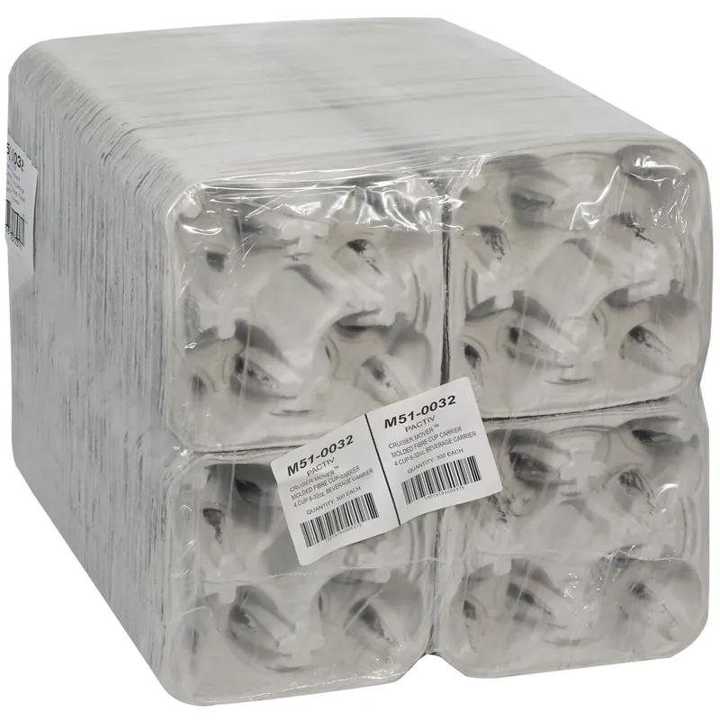 Cup Carrier 2.4X8.6X8.6 IN 4 Compartment Molded Fiber Natural For 8-30 OZ Without Handle Reusable 300/Case