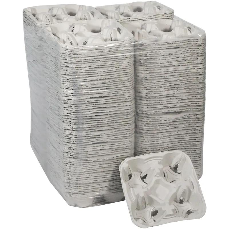 Cup Carrier 2.4X8.6X8.6 IN 4 Compartment Molded Fiber Natural For 8-30 OZ Without Handle Reusable 300/Case
