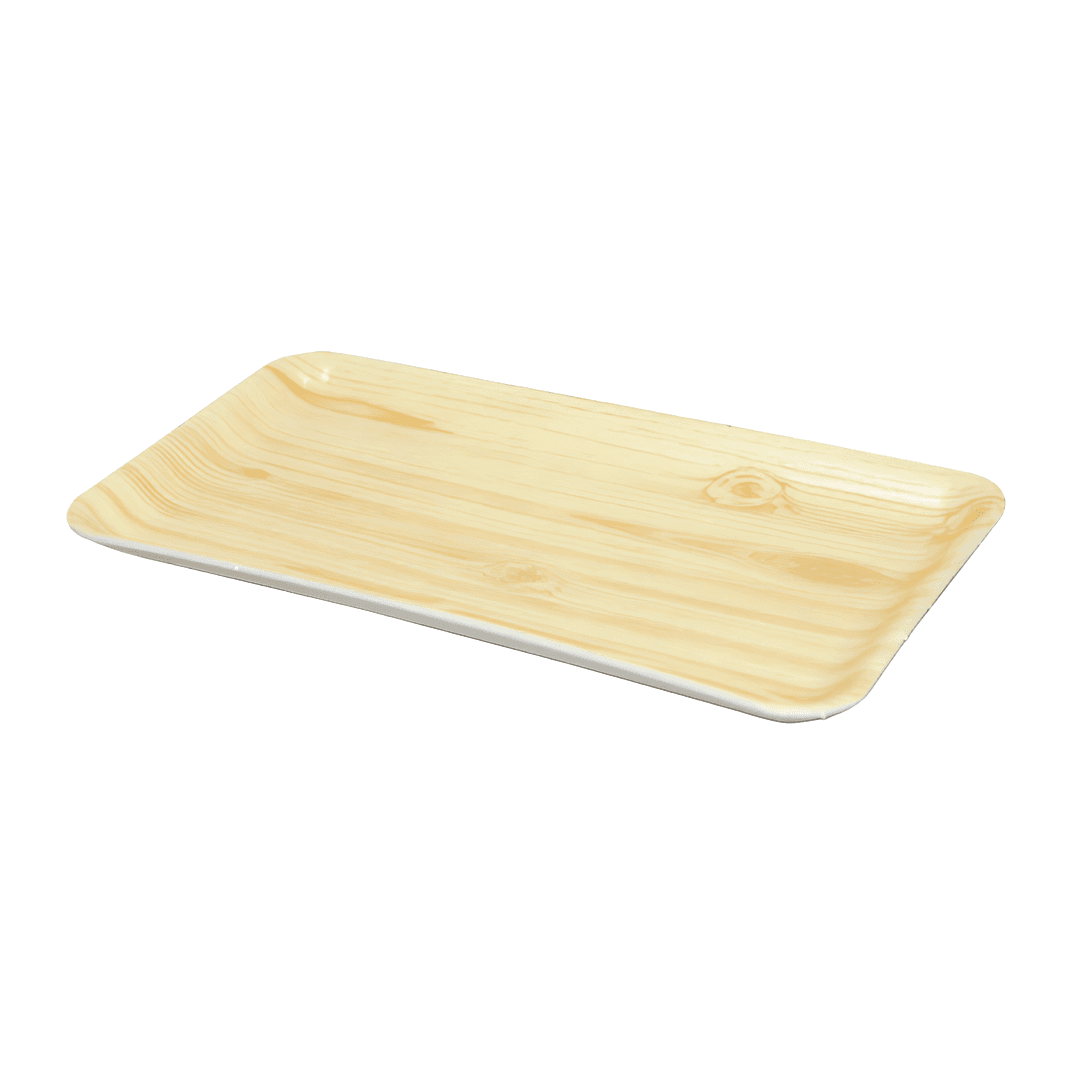 10S Meat Tray 10.5X5.5 IN Polystyrene Foam Wood Grain Rectangle 300/Case