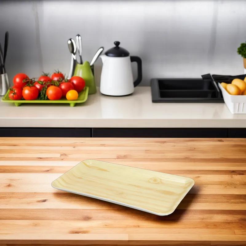 10S Meat Tray 10.5X5.5 IN Polystyrene Foam Wood Grain Rectangle 300/Case