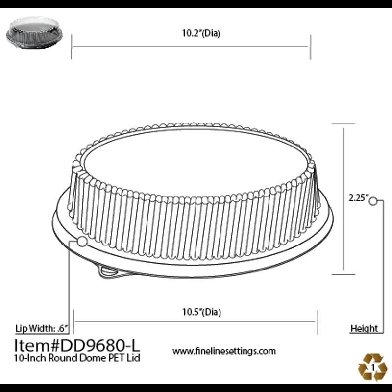 Platter Pleasers Lid High Dome 10.25 IN PET Clear Round For Container Unhinged 50/Case
