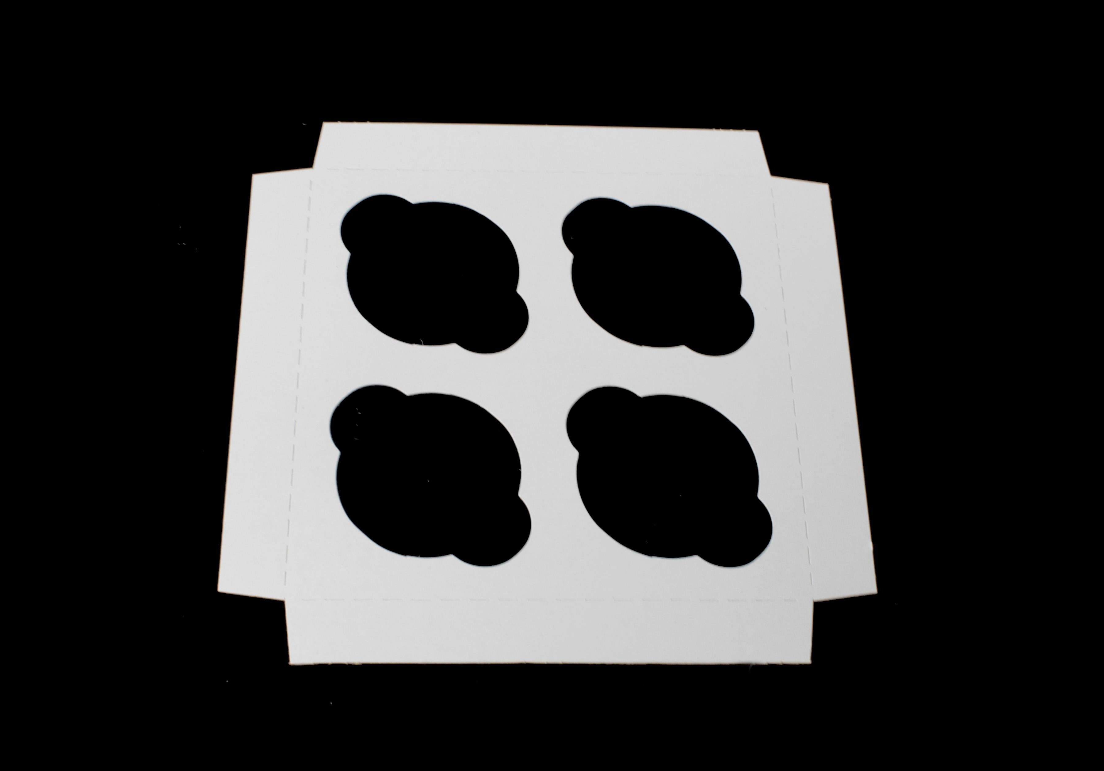 Cupcake Insert 6.9375X6.9375X0.875 IN 4 Compartment Cardboard White Kraft 100/Case