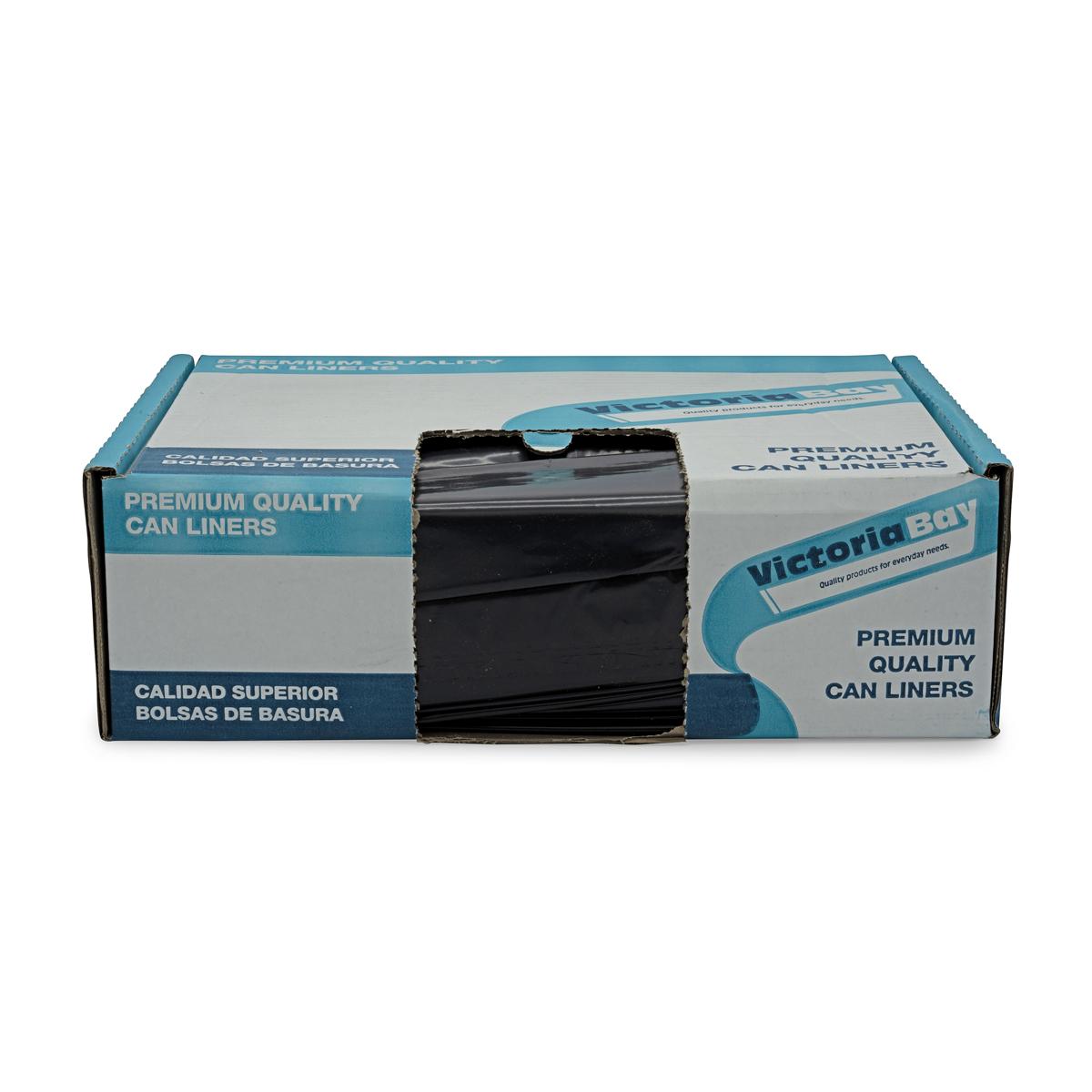 Victoria Bay Can Liner 40-45 GAL Black Plastic 14MIC Roll 25 Count/Pack 10 Packs/Case 250 Count/Case