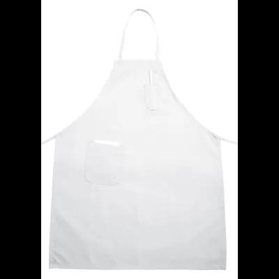 Apron White Poly Blend (65% Polyester, 35% Cotton) With Pockets Full Length 1/Each