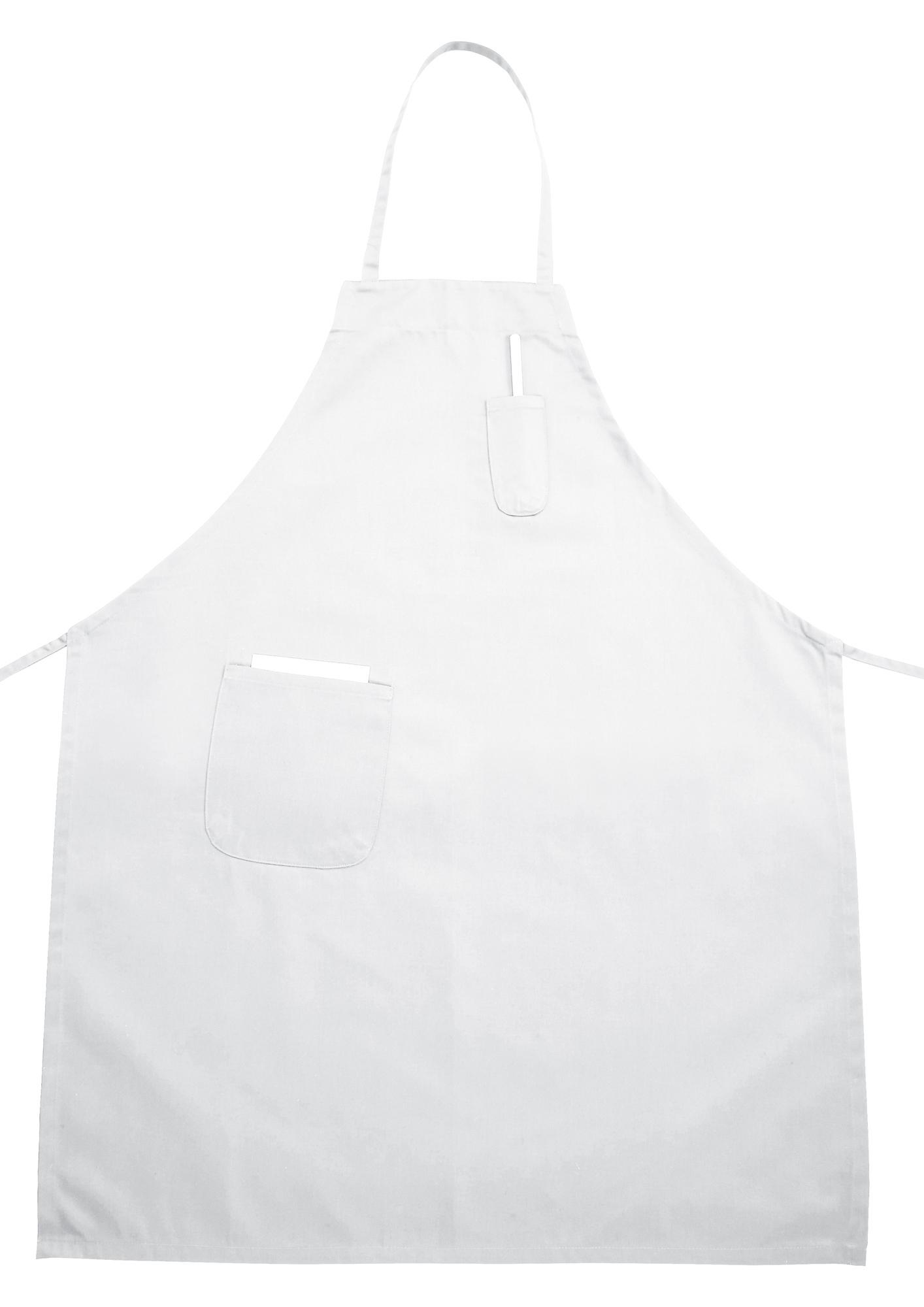 Apron White Poly Blend (65% Polyester, 35% Cotton) With Pockets Full Length 1/Each
