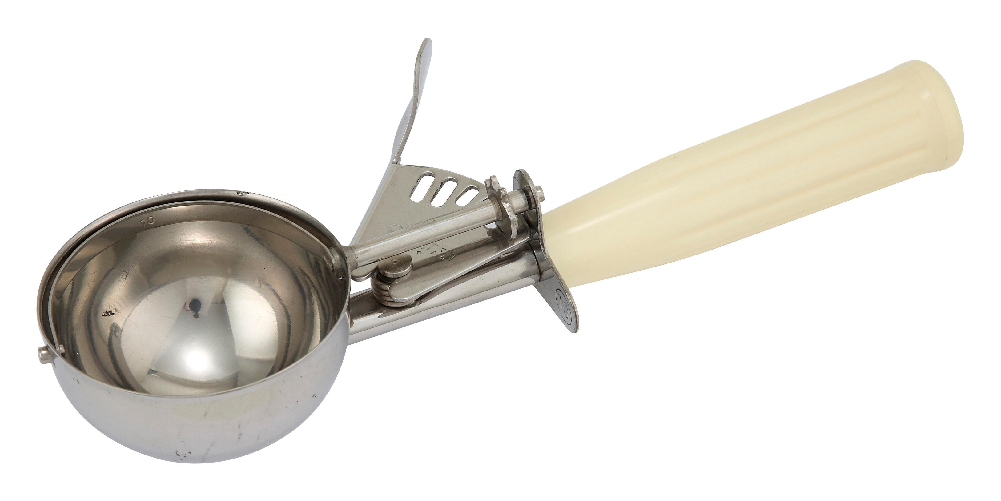 Ice Cream Disher Size 10 8.75X3.25X1.75 IN 3.75 OZ 18/8 Stainless Steel Ivory 1/Each
