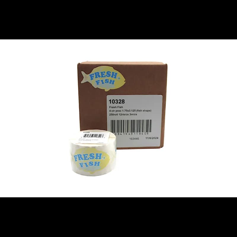 Fresh Fish Meat Label 1.75X3.125 IN Fish 4 Color Process 250 Count/Roll 12 Rolls/Case 3000 Count/Case