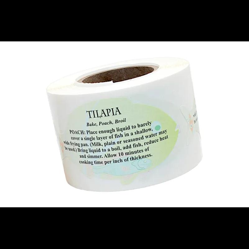 Tilapia Meat Fish Recipe Label 1.75X3.125 IN Fish 4 Color Process 250 Count/Roll 12 Rolls/Case 3000 Count/Case