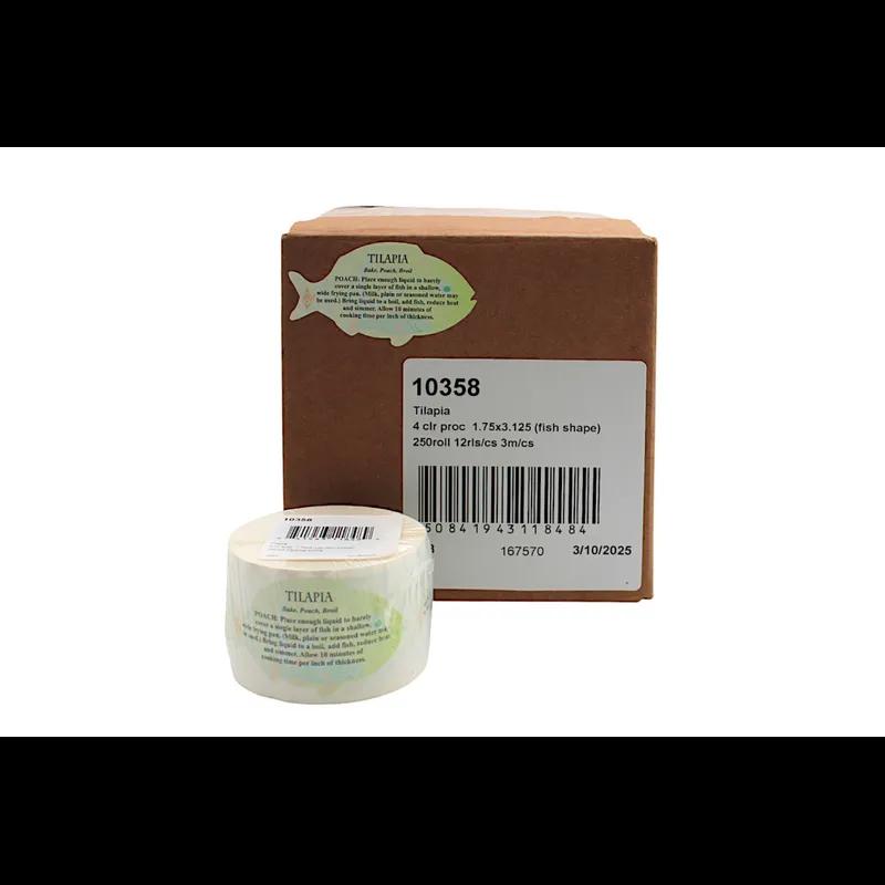 Tilapia Meat Fish Recipe Label 1.75X3.125 IN Fish 4 Color Process 250 Count/Roll 12 Rolls/Case 3000 Count/Case
