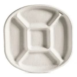 Savaday® Cafeteria & School Lunch Tray 6X9 IN 5 Compartment Molded Fiber Kraft Round 250/Case