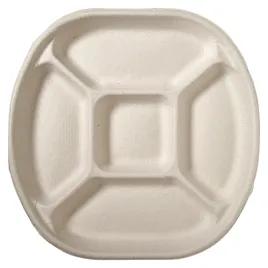 Savaday® Cafeteria & School Lunch Tray 10.5 IN 5 Compartment Molded Fiber Kraft Round 250/Case