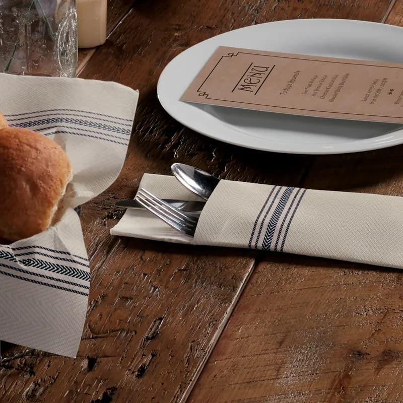 Dinner Napkins 15.5X15.5 IN Black White Dishtowel Print Ultra PLY 750/Case