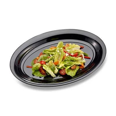 Serving Tray 11X16 IN Plastic Black Oval Deep 25/Case