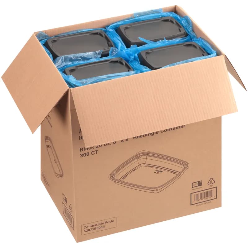 Take-Out Container Base 9.25X6.5X1.44 IN PP Black Rectangle 300/Case