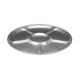 Serving Tray 18 IN 6 Compartment Aluminum Silver Round Full Curl 25/Case