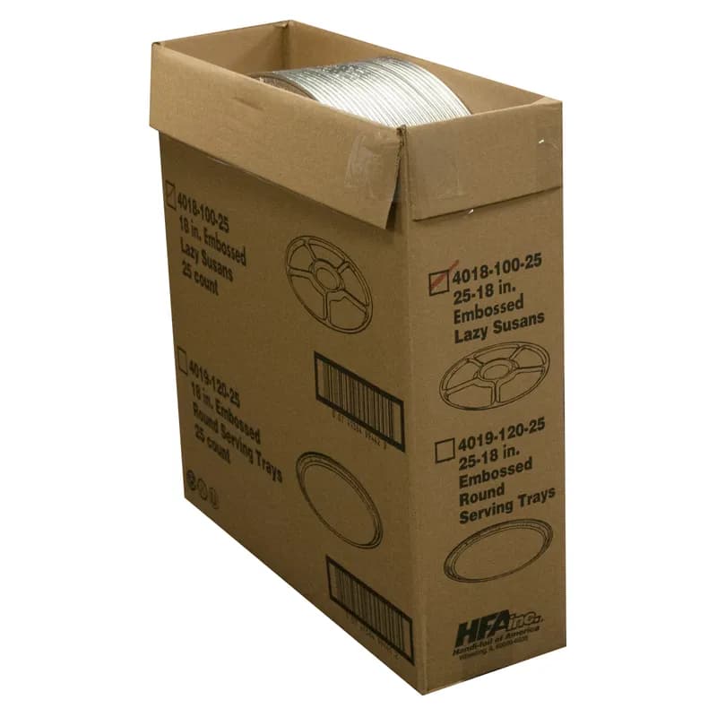 Serving Tray 18 IN 6 Compartment Aluminum Silver Round Full Curl 25/Case