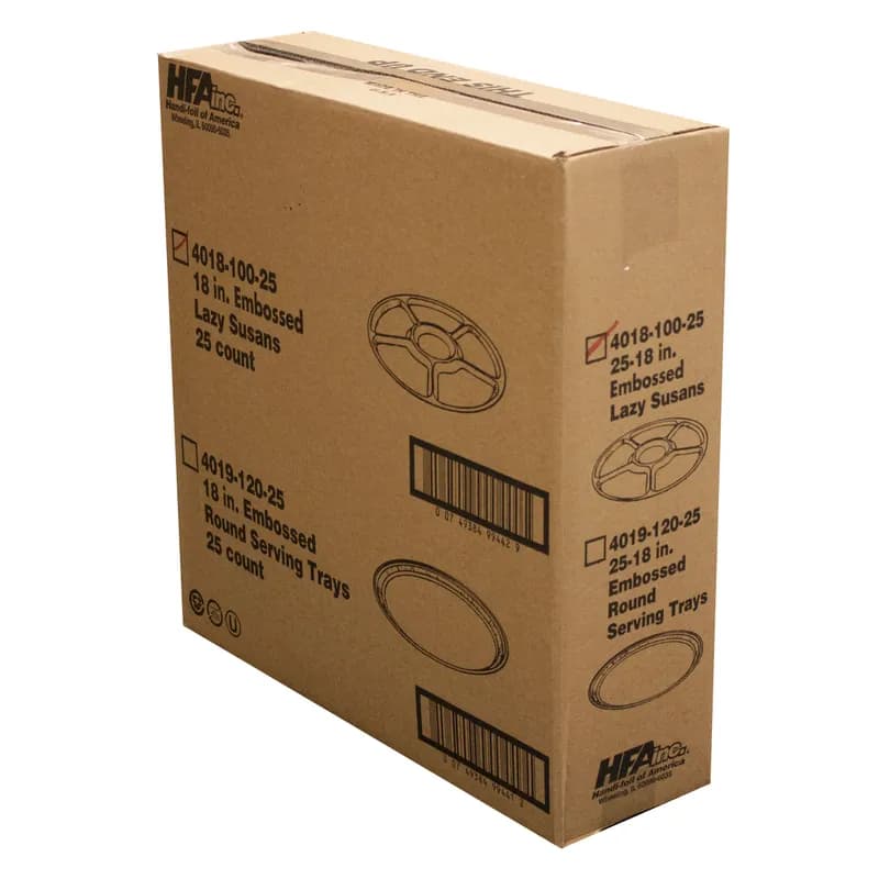 Serving Tray 18 IN 6 Compartment Aluminum Silver Round Full Curl 25/Case