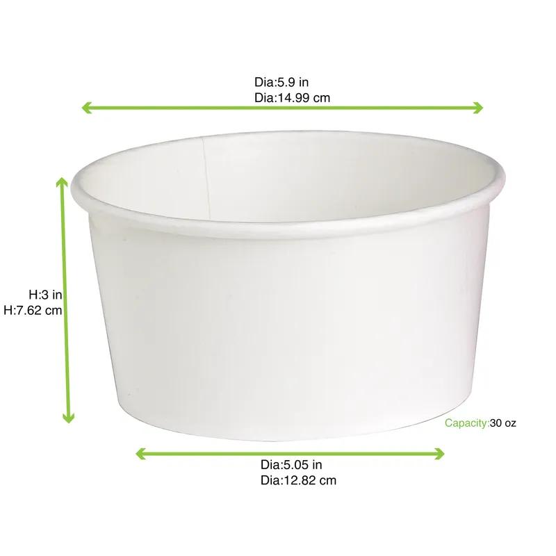 Food Container Base 33 OZ Paper White Round Grease Resistant 45 Count/Pack 8 Packs/Case 360 Count/Case