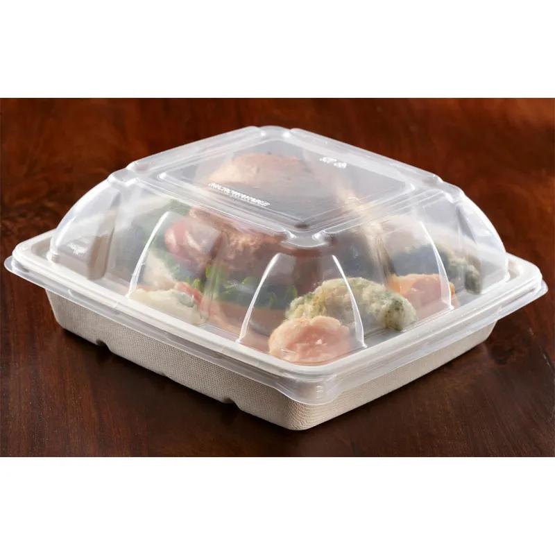 Lid Dome 9.2X9.2X2.2 IN PP Clear Square For 32-48 OZ Container 300/Case