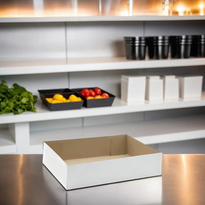 Take-Out Box Base 16X12X3.75 IN CRB White Rectangle 1-Piece 150/Case