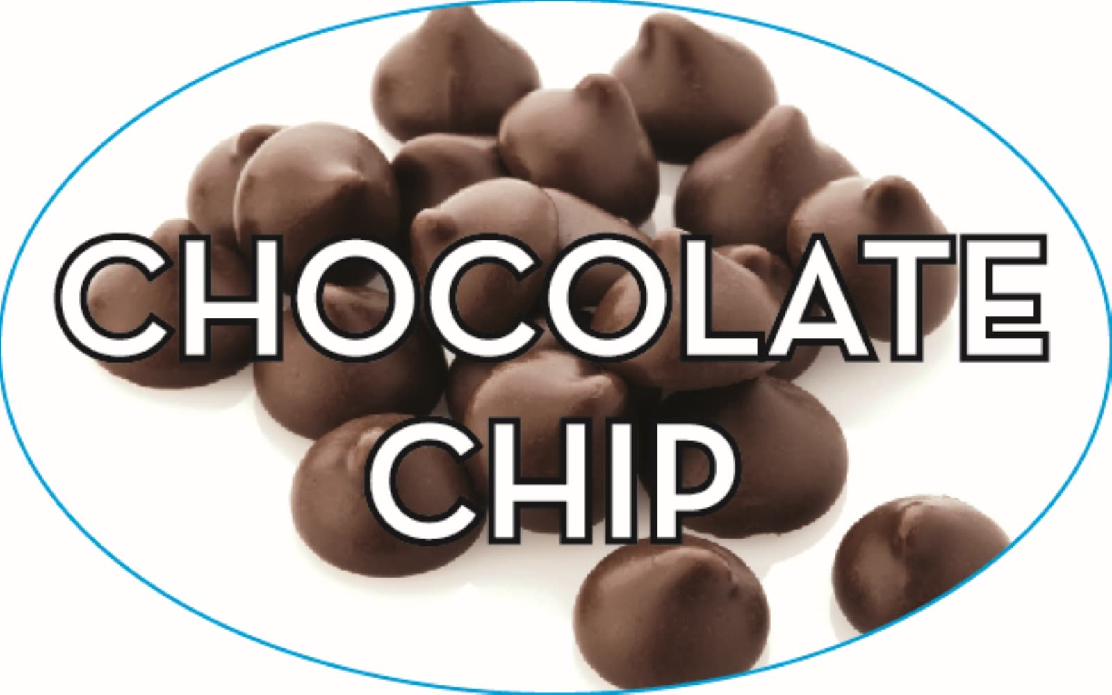Chocolate Chip Bakery Flavor Label 1.25X2 IN Oval 4 Color Process 500 Count/Roll 20 Rolls/Case 10000 Count/Case