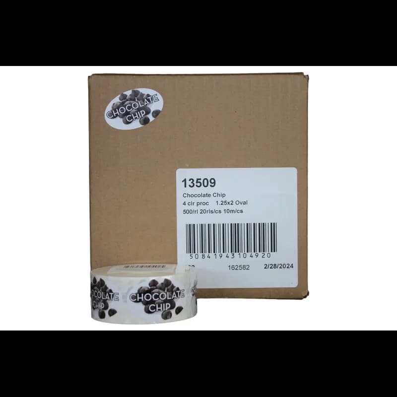 Chocolate Chip Bakery Flavor Label 1.25X2 IN Oval 4 Color Process 500 Count/Roll 20 Rolls/Case 10000 Count/Case