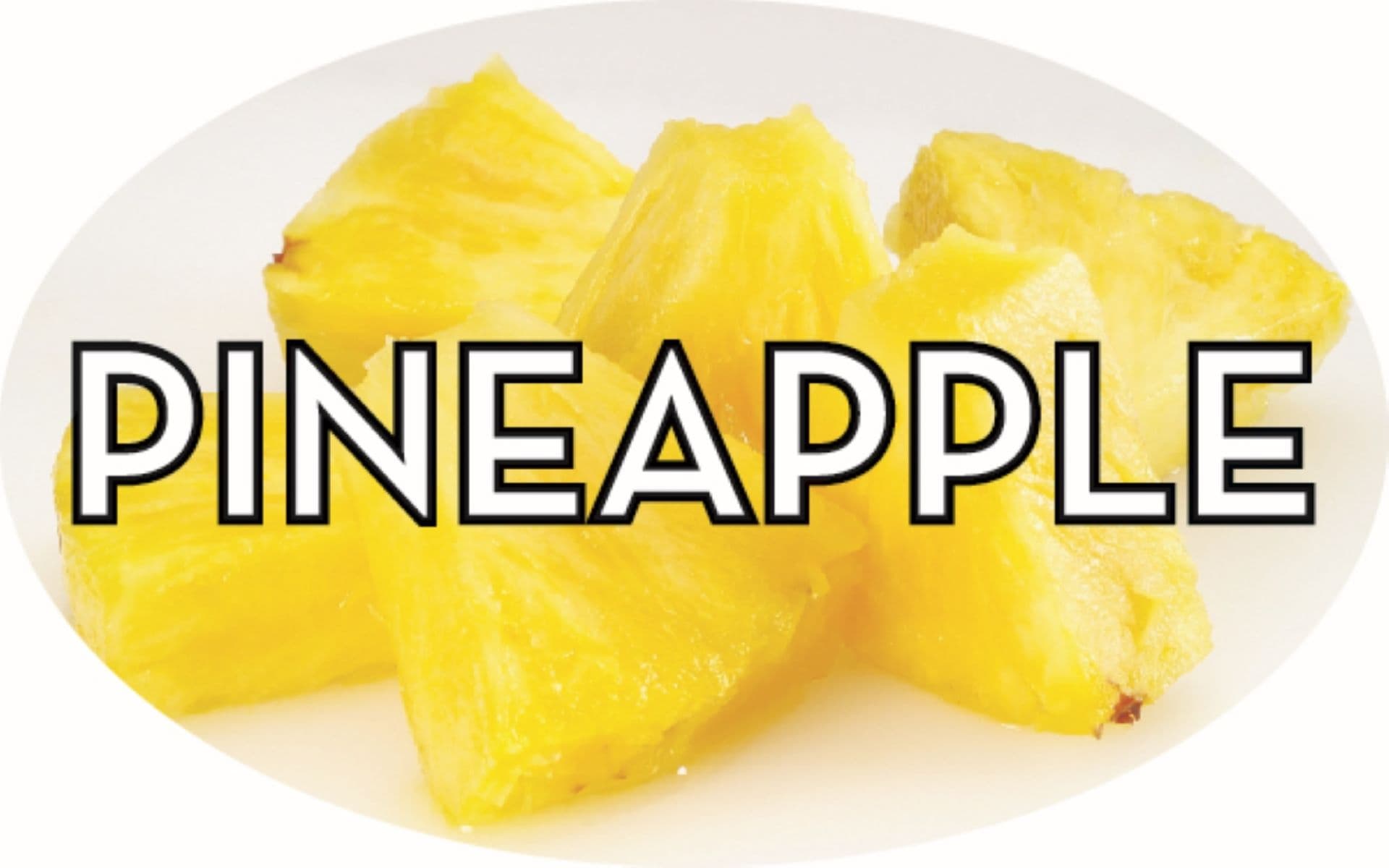 Pineapple Bakery Flavor Label 1.25X2 IN Oval 4 Color Process 500 Count/Roll 5 Rolls/Sleeve
