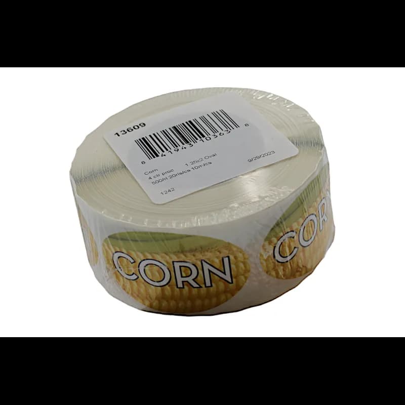 Corn Bakery Flavor Label 1.25X2 IN Oval 4 Color Process 500 Count/Roll 5 Rolls/Sleeve