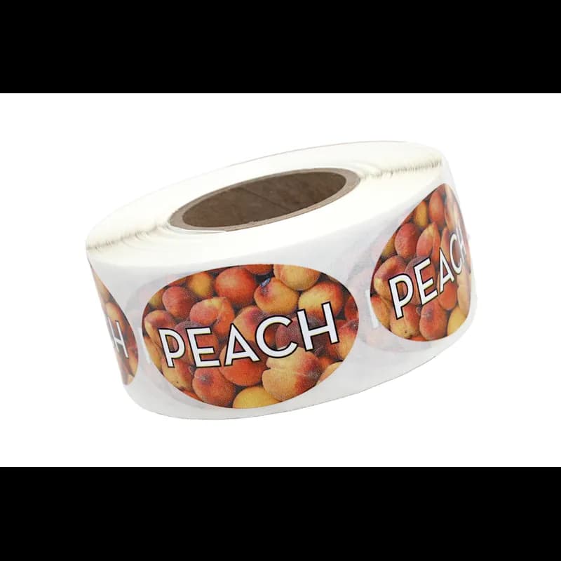 Peach Bakery Flavor Label 1.25X2 IN Oval 4 Color Process 500 Count/Roll 5 Rolls/Sleeve