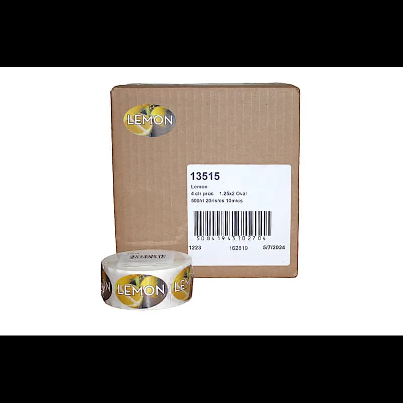 Lemon Bakery Flavor Label 1.25X2 IN Oval 4 Color Process 500 Count/Roll 5 Rolls/Sleeve