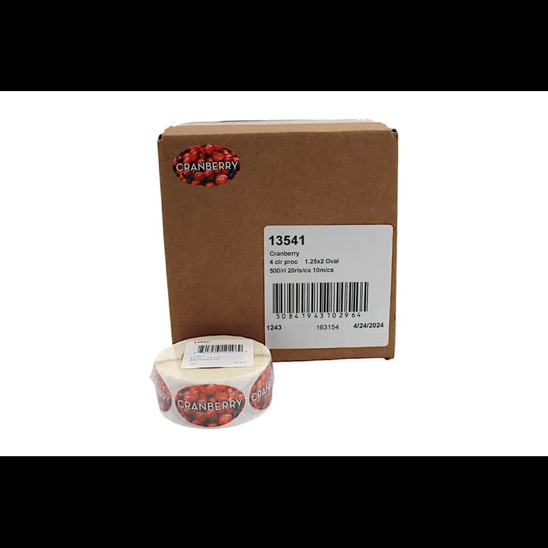 Cranberry Bakery Flavor Label 1.25X2 IN Oval 4 Color Process 500 Count/Roll 20 Rolls/Case 10000 Count/Case