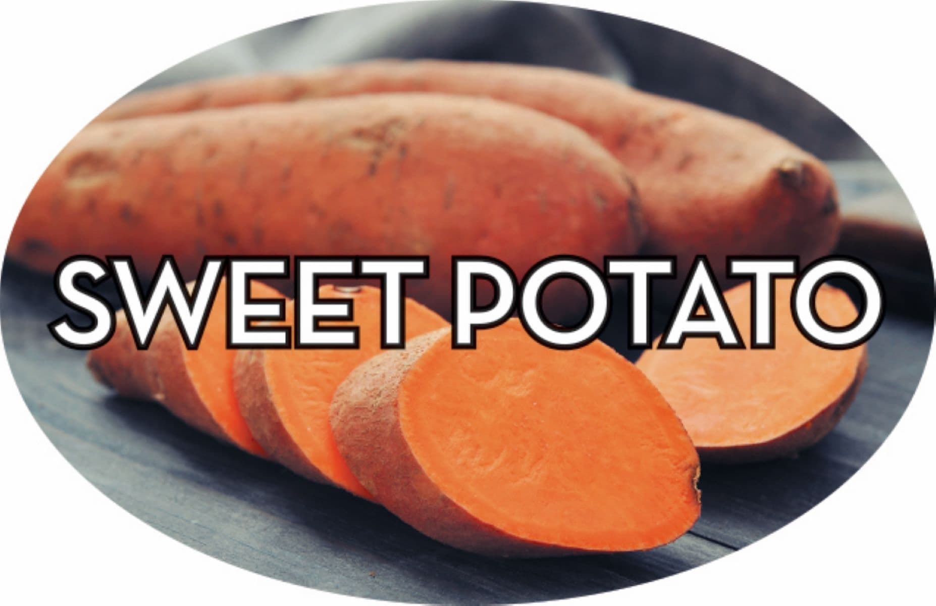 Sweet Potato Bakery Flavor Label 1.25X2 IN Oval 4 Color Process 500 Count/Roll 5 Rolls/Sleeve