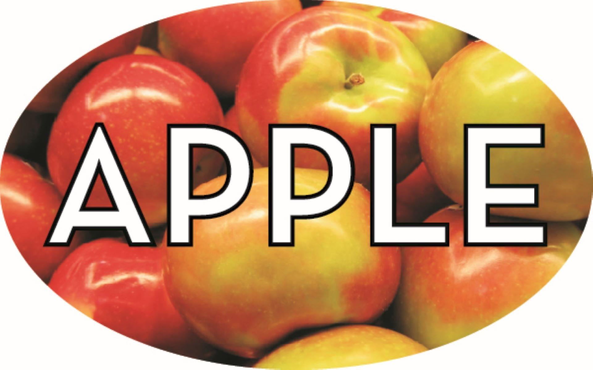 Apple Bakery Flavor Label 1.25X2 IN Oval 1000/Roll