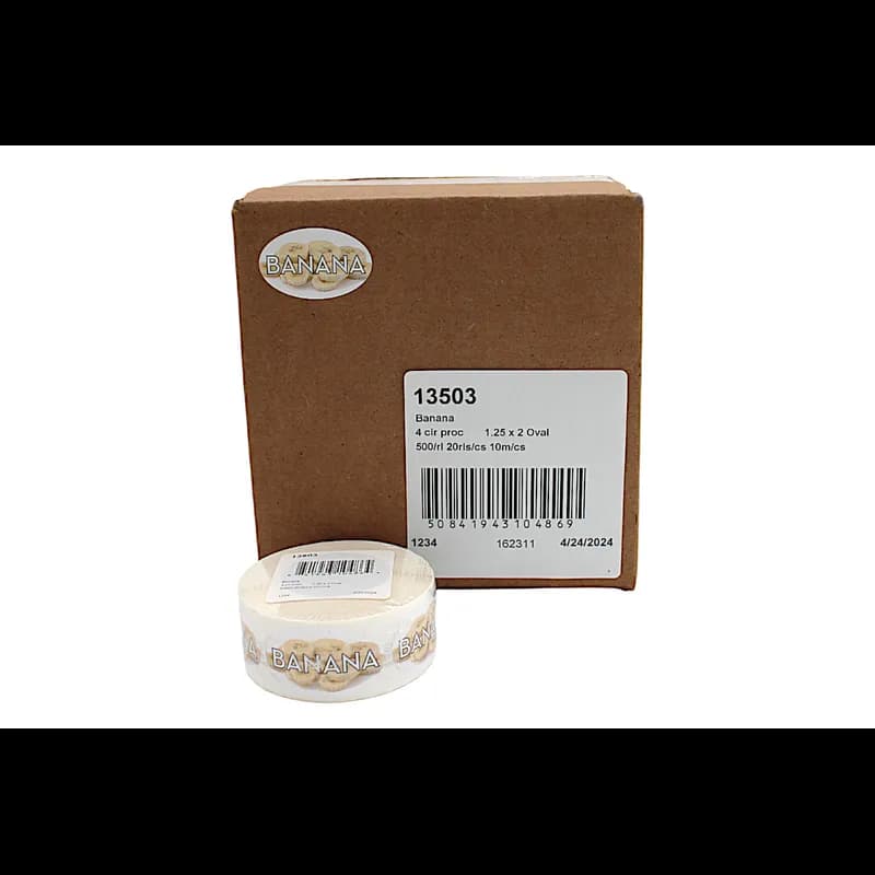 Banana Bakery Flavor Label 1.25X2 IN Oval 4 Color Process 500 Count/Roll 20 Rolls/Case 10000 Count/Case