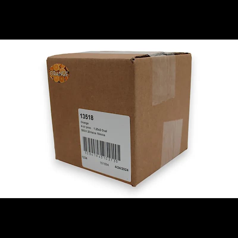 Orange Bakery Flavor Label 1.25X2 IN Oval 4 Color Process 500 Count/Roll 20 Rolls/Case 10000 Count/Case