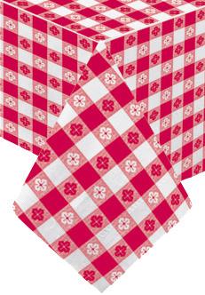 Table Cover 54X108 IN Paper Poly Blend Red White Gingham 25/Case