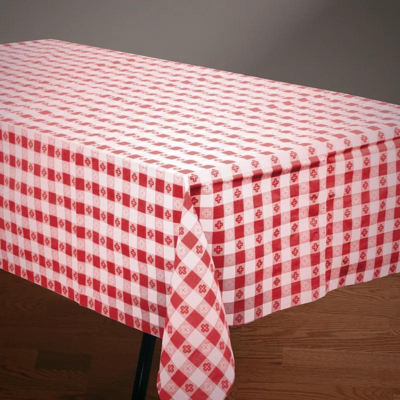Table Cover 54X108 IN Paper Poly Blend Red White Gingham 25/Case