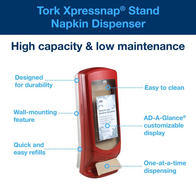 Tork Xpressnap® Napkin Dispenser 9.25X9.25X24.5 IN Red Plastic Stand 1/Case