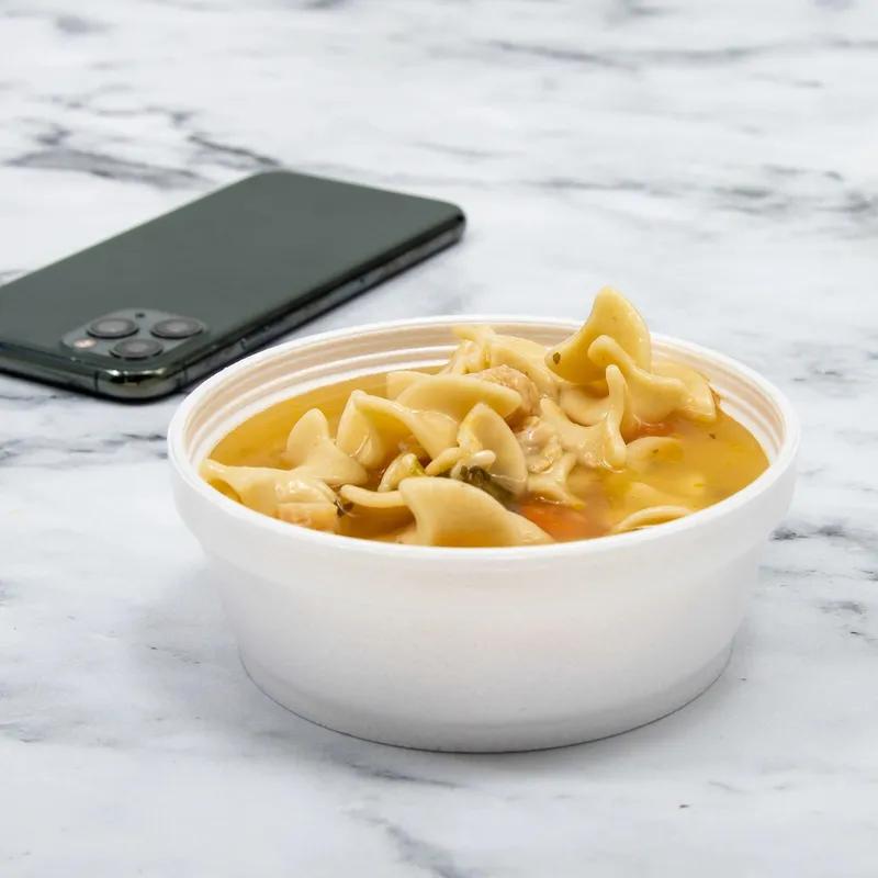 Dart® J Cup® Food Container Base 8 OZ EPS White Squat Insulated 25 Count/Pack 20 Packs/Case 500 Count/Case