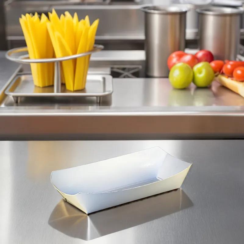 Hot Dog Food Tray 7X3.25X1.5 IN Paper White Rectangle 1000/Case