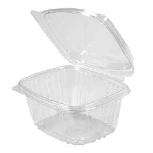 Deli Container Hinged With Dome Lid 16 OZ PET Clear Square 200/Case