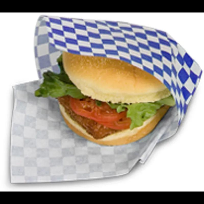 Bagcraft® Sheet 12X12 IN Dry Wax Paper Blue Check Grease Resistant 5000/Case