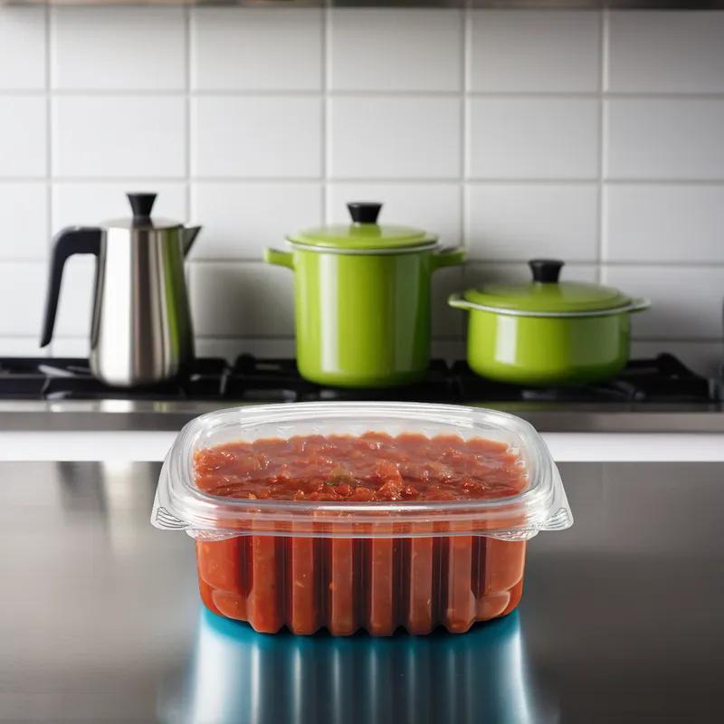 Crystal Seal® Deli Container Hinged With Flat Lid 12 OZ PET Clear Square 250/Case